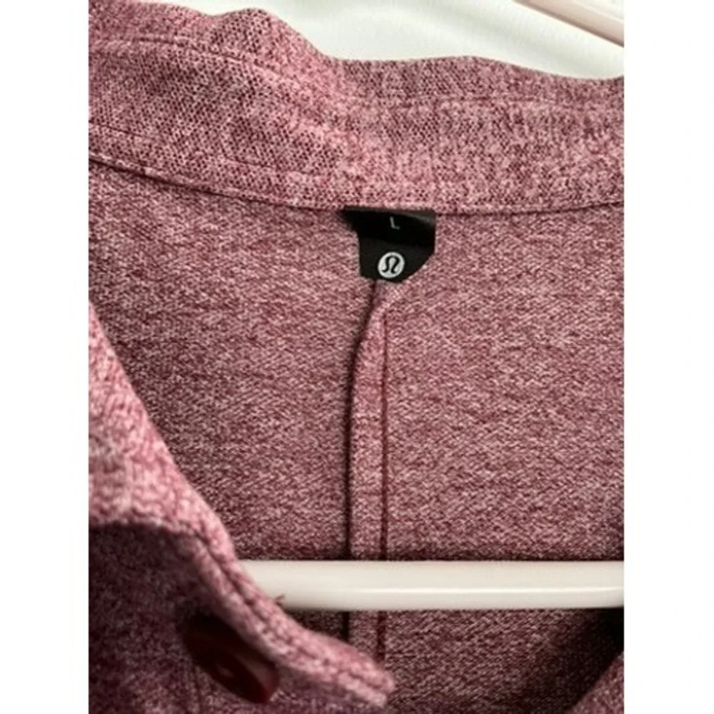 Lululemon Mens Evolution Short Sleeve Polo Shirt Heathered Mulled Wine LM3ENDS L